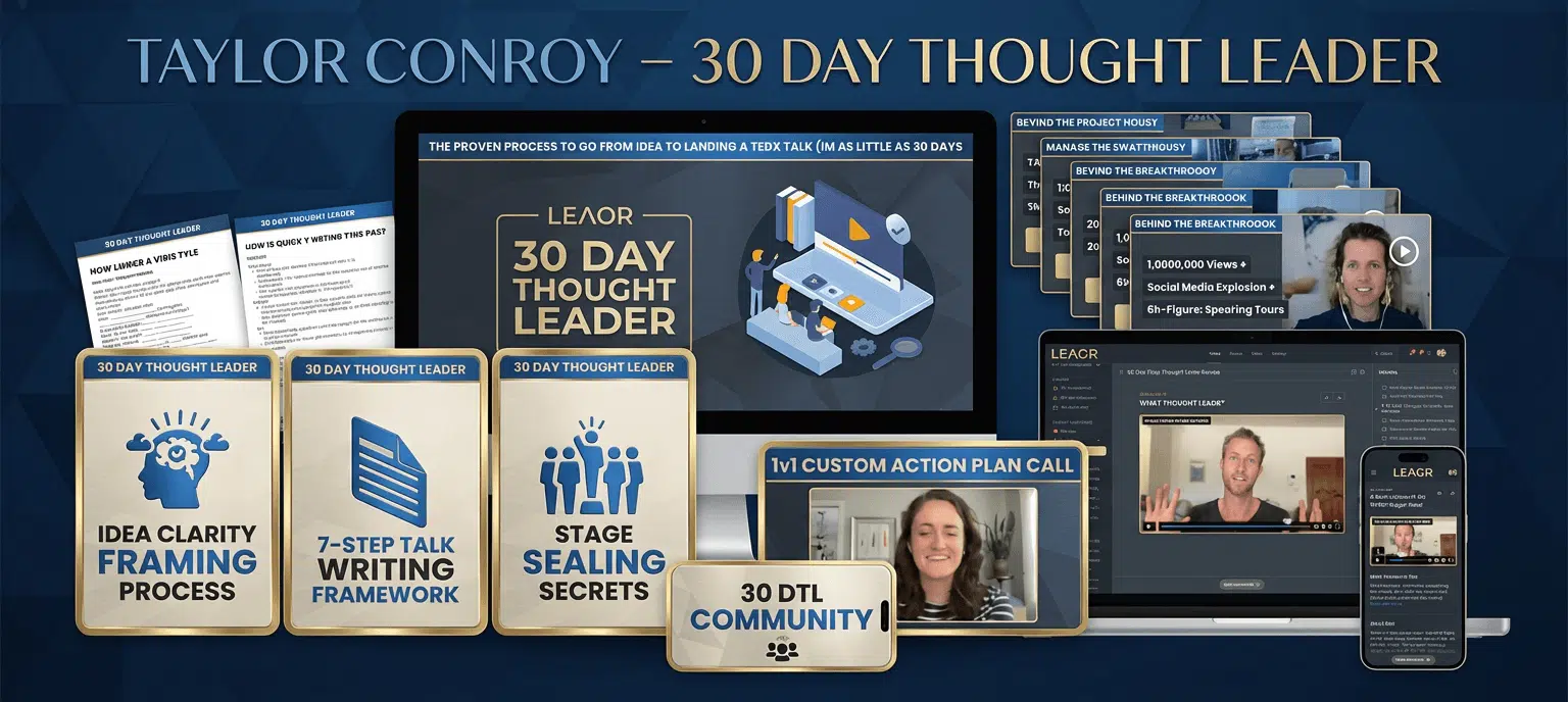 Taylor Conroy 30 Day Thought Leader TEDx talk training program course for speakers 
