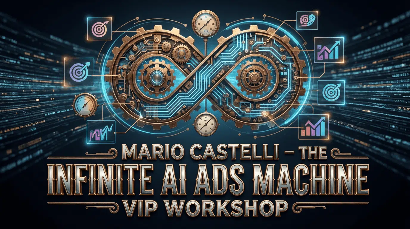The Infinite AI Ads Machine VIP Workshop by Mario Castelli – AI ad creation course for Facebook and Instagram advertising