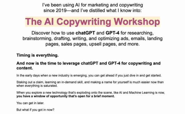 Sam Woods – The AI Copywriting Workshop