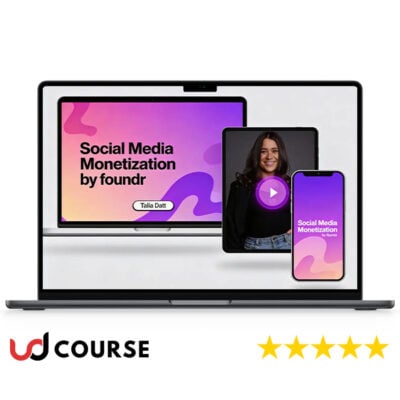 Talia Datt Social Media Monetization Foundr course cover with branding elements