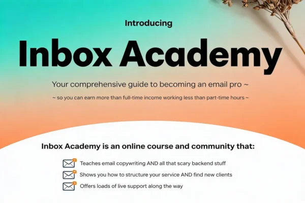 Inbox Academy course interface showing learning modules and live Q&A features