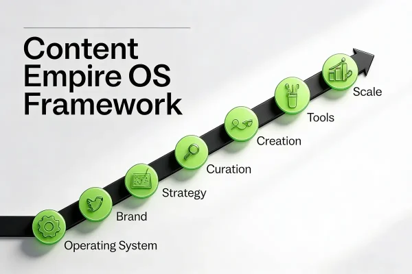 Cover image of Matt Gray's Content Empire OS featuring branding strategies and content creation tools.