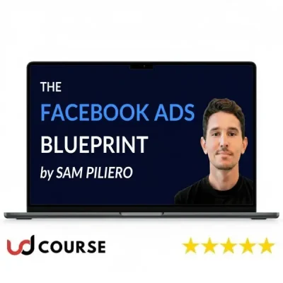 Cover of Sam Piliero's Facebook Ads Blueprint showing strategies for successful advertising on Facebook.