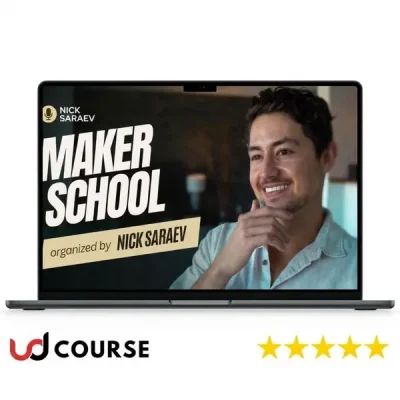 Image of Maker School logo with AI-themed graphics and text.
