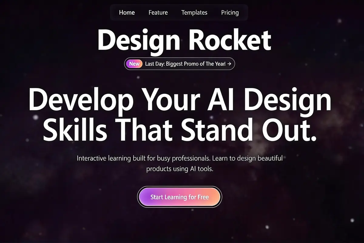 Design Rocket course cover showcasing UI/UX and branding concepts.