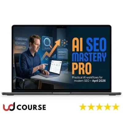 Caleb Ulku teaching AI SEO techniques in a professional setting.