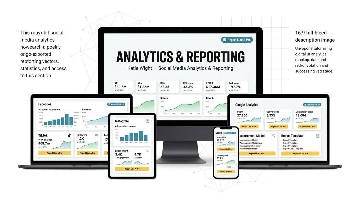 Katie Wight Social Media Analytics and Reporting course dashboard
