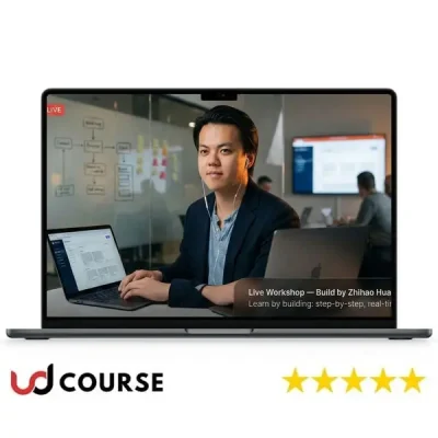 Zhihao Huang conducting a live workshop on building skills.
