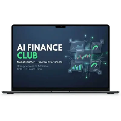Image showcasing Nicolas Boucher's AI Finance Club logo and theme