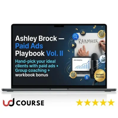 Cover of Ashley Brock's Paid Ads Playbook Vol. II featuring advertising strategies.
