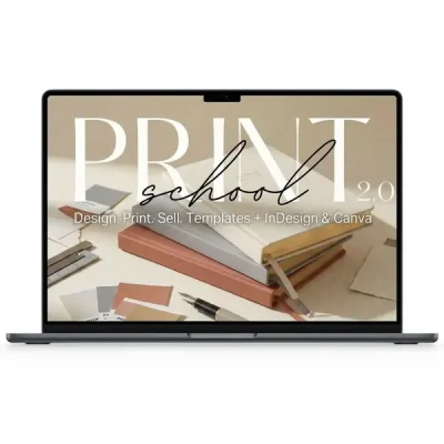 Image of Polly Payne's Print School 2.0 course materials and tools.