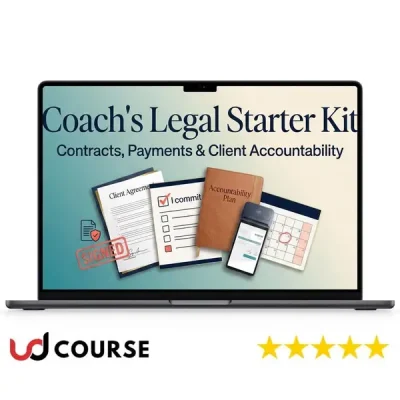 Valerie Del Grosso's Coach's Legal Starter Kit on a desk.